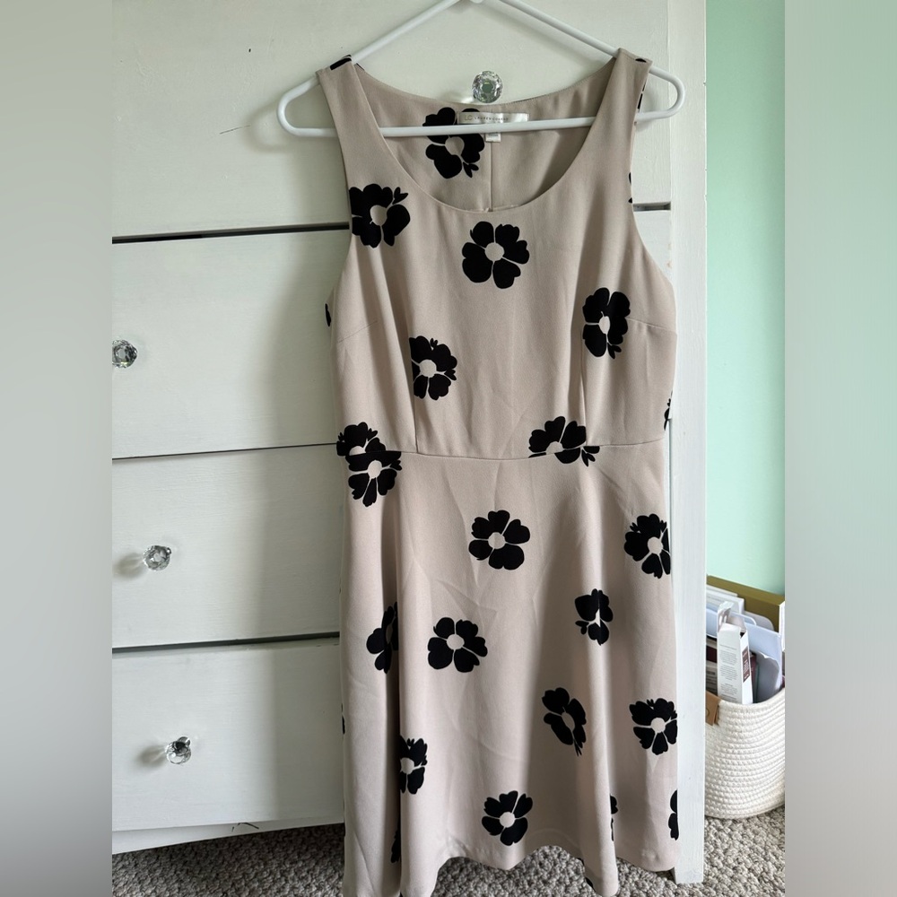 Lauren Conrad tan & black floral dress